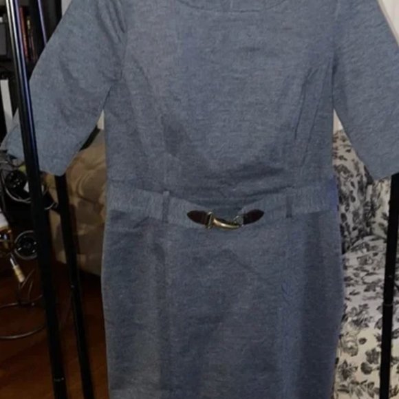 Banana Republic Belted Sheath Dress, Grey, Size 8 - Picture 5 of 5